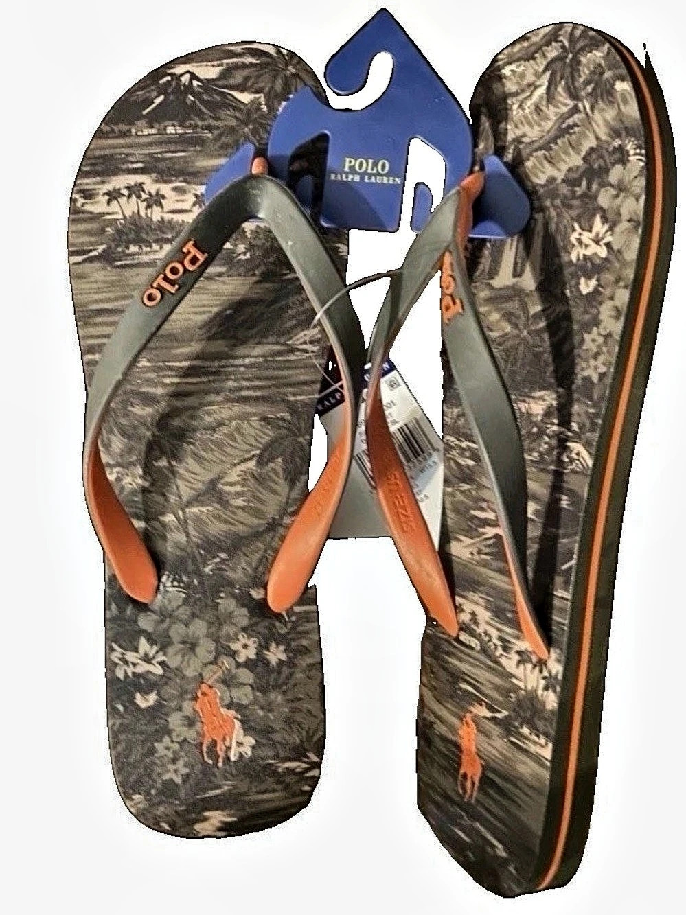 Polo Ralph Lauren Tropical Bolt Flip Flops Size 14 Men’s